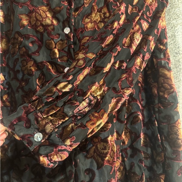 Floral Velvet Button-Up Blouse - Picture 4 of 5